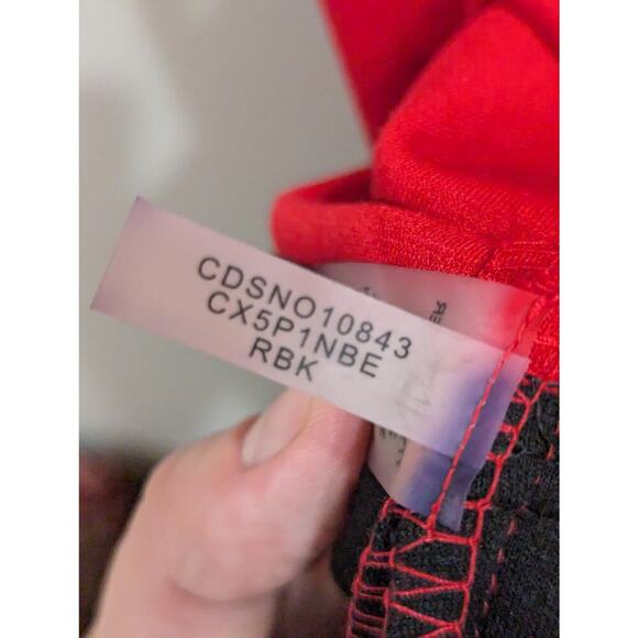 Red A-line style sleeveless dress w/black stripe at hemline size approx XL - Picture 4 of 7